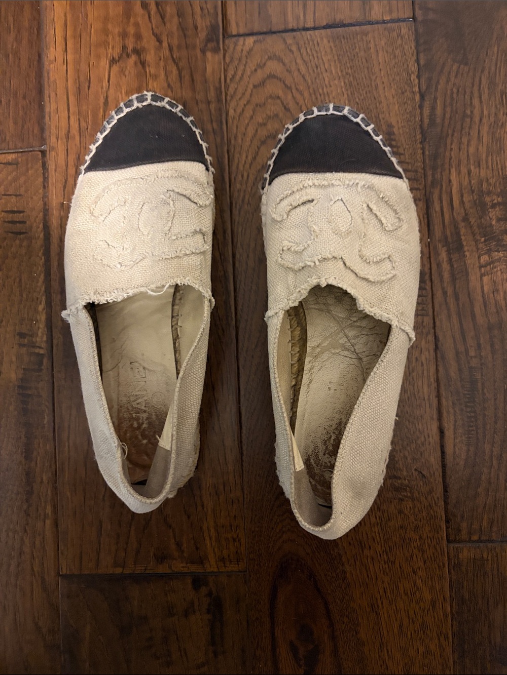 Chanel Espadrille Flats with Black Cap Toe